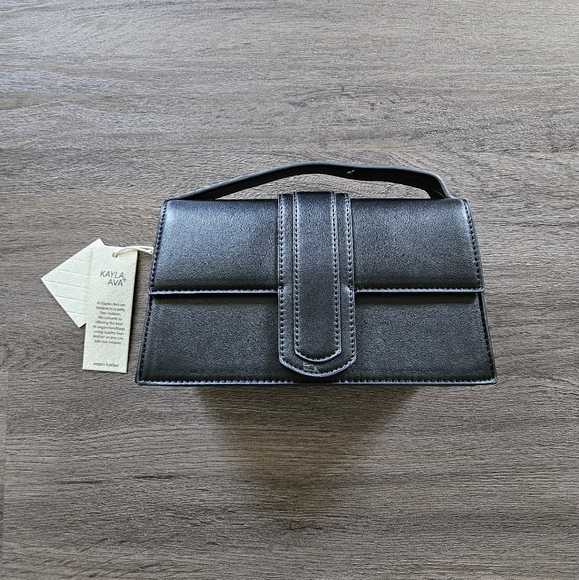 KAYLA + AVA Black Vegan Leather Miranda Mini Crossbody Bag Purse NWT - Picture 3 of 11
